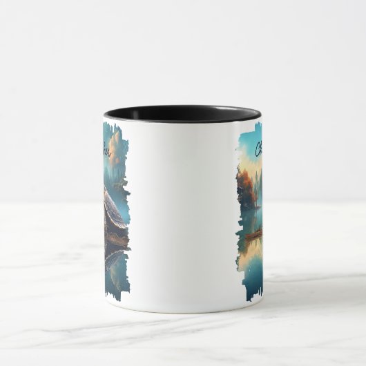 Turtle on Log Lake Reflection マグカップ (中央)