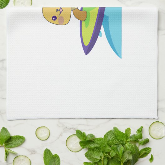 Turtle on surfboard キッチンタオル (折り畳み)