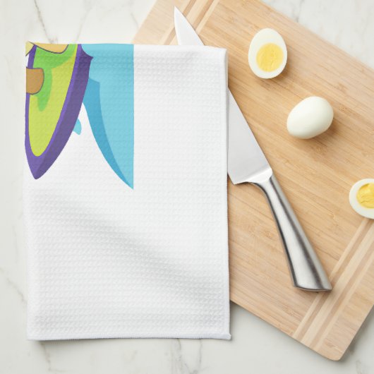 Turtle on surfboard キッチンタオル (四つ折り)