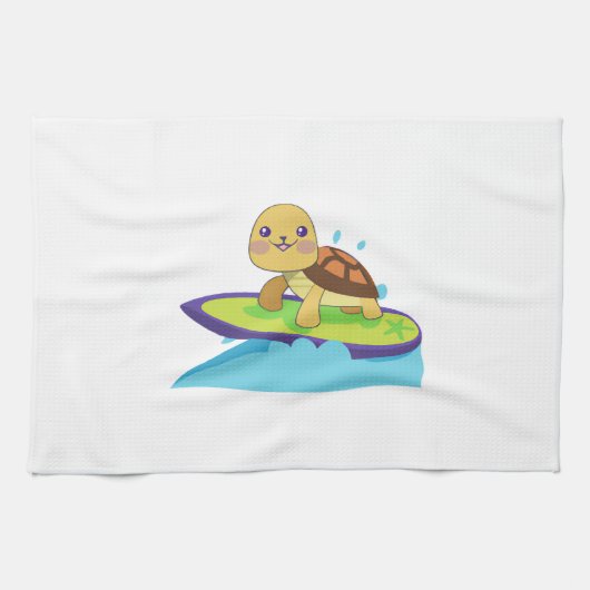 Turtle on surfboard キッチンタオル (横)