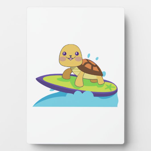 Turtle on surfboard フォトプラーク (正面)