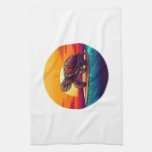 Turtle on Surfboard Sunset キッチンタオル (縦)