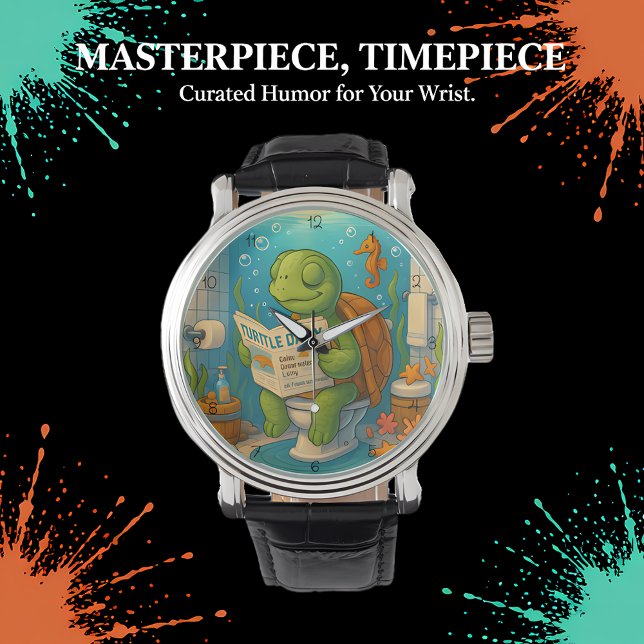 Turtle on Toilet Reading 腕時計 (クリエイターアップロード済み)