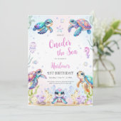 Turtle Oneder The Sea 1st Birthday Invitation 招待状 (スタンド正面)