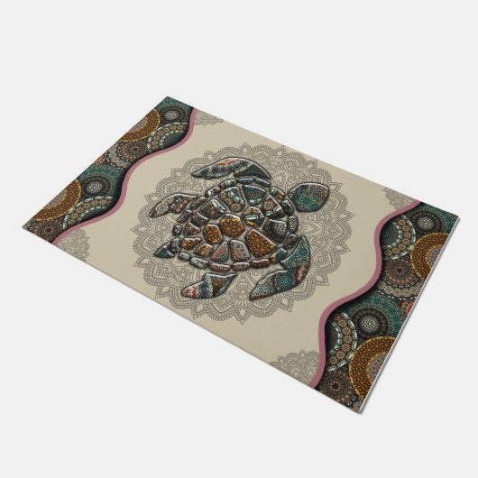 Turtle Pattern Doormats, Turtle Lover Rugs ドアマット (アングル)