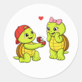 Turtle proposal with engagement ring ラウンドシール