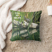 Turtle Reflection Photo Time リラックス to Lake Animal クッション (ブランケット)