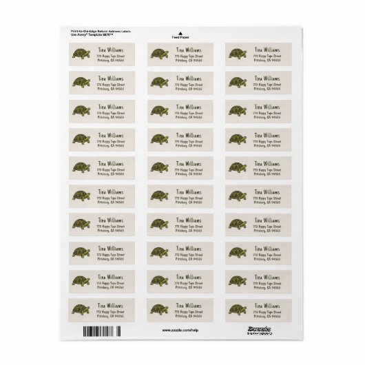 Turtle Return Address Labels ラベル (フルシート)