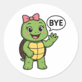 Turtle saying Bye ラウンドシール (正面)