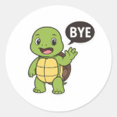 Turtle saying Bye ラウンドシール (正面)