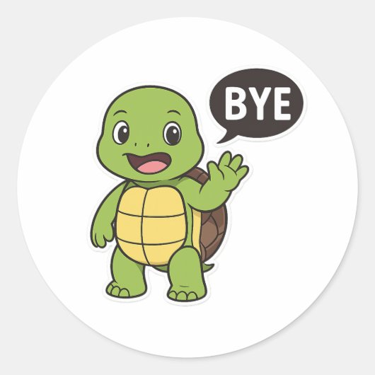 Turtle saying Bye ラウンドシール (正面)