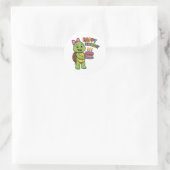 Turtle saying Happy Birthday ラウンドシール (バッグ)