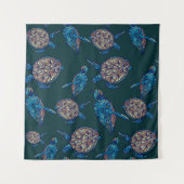 Turtle seamless pattern on dark background. illust タペストリー (正面(横))