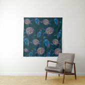 Turtle seamless pattern on dark background. illust タペストリー (インサイチュ(横))