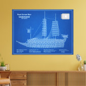 Turtle Ship Geobukseon – 船舶設計図ABD キャンバスプリント (インサイチュ (リビング))