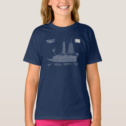 Turtle Ship Geobukseon – 船舶設計図ABD Tシャツ (正面)