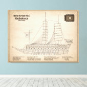 Turtle Ship Geobukseon – 船舶設計図SD キャンバスプリント (インサイチュ (ウッドフロア))
