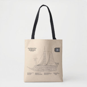Turtle Ship Geobukseon – 船舶設計図SD トートバッグ