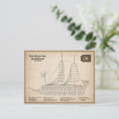 Turtle Ship Geobukseon – 船舶設計図SD ポストカード (スタンド正面)