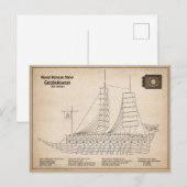 Turtle Ship Geobukseon – 船舶設計図SD ポストカード (正面/裏面)