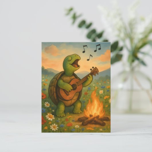 Turtle Singing at a Campfire ポストカード (スタンド正面)