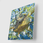 Turtle Splatter Art スクエア壁時計 (傾斜)