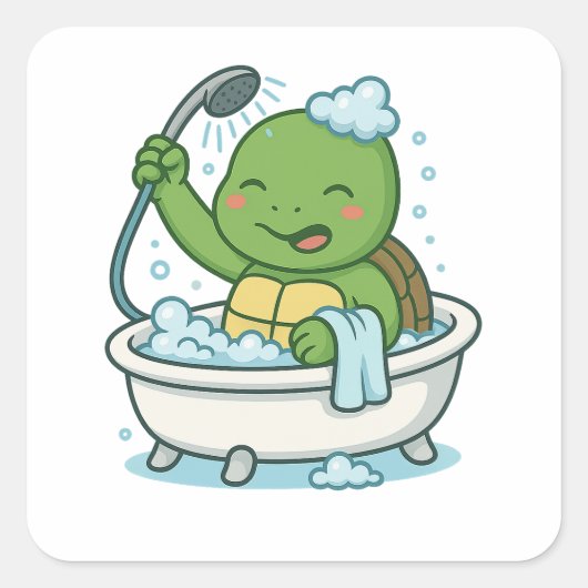 Turtle taking a bath  スクエアシール (正面)