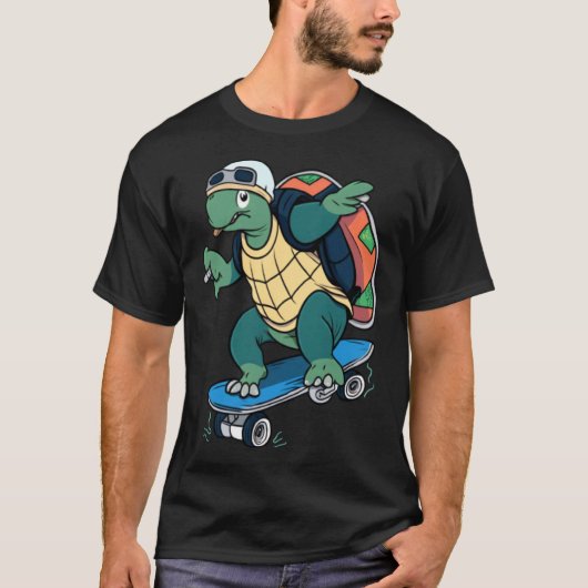 Turtle Tortoise Skateboard Skateboarding Skating Tシャツ (正面)