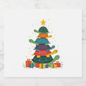 Turtle Tree Christmas Tree Adorable Turtle Christm スパークリングワインラベル (シングルラベル)