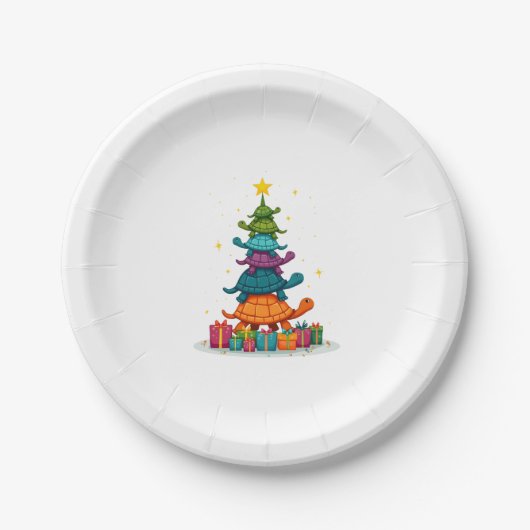 Turtle Tree Christmas Tree Adorable Turtle Christm ペーパープレート (正面)