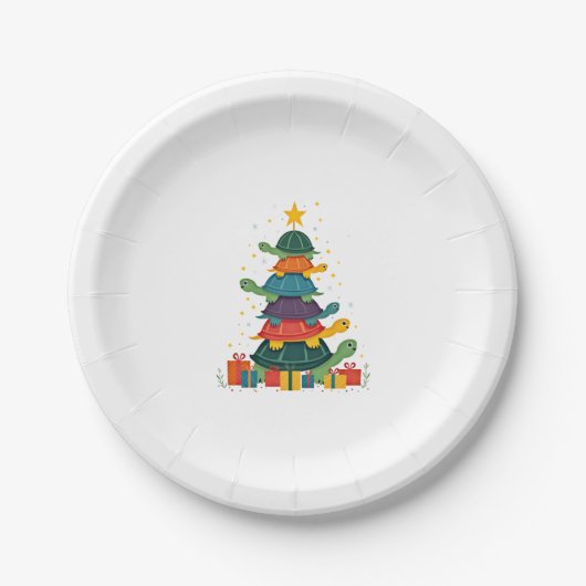Turtle Tree Christmas Tree Adorable Turtle Christm ペーパープレート (正面)
