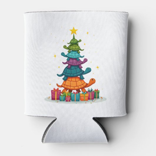 Turtle Tree Christmas Tree Adorable Turtle Christm 缶クーラー (正面)