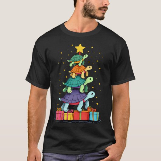 Turtle Tree Christmas Tree Adorable Turtle Christm Tシャツ (正面)