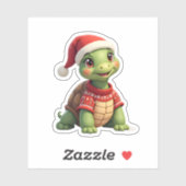 Turtle Ugly Sweater Santa Hat Christmas T-Shirt (1 シール (シート)