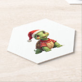 Turtle Ugly Sweater Santa Hat Christmas T-Shirt (1 ペーパーコースター (アングル)