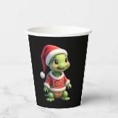 Turtle Ugly Sweater Santa Hat Christmas T-Shirt (1 紙コップ (正面)