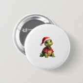Turtle Ugly Sweater Santa Hat Christmas T-Shirt (1 缶バッジ (正面&裏面)