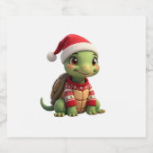 Turtle Ugly Sweater Santa Hat Christmas T-Shirt (2 スパークリングワインラベル (シングルラベル)
