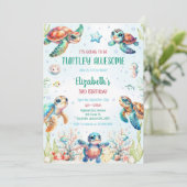 Turtle Under the Sea Ocean Theme Birthday 招待状 (スタンド正面)
