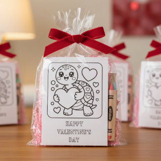 Turtle Valentine’s Day Coloring for Students ポストカード