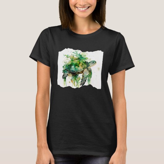 Turtle Watercolor Artwork Tシャツ (正面)