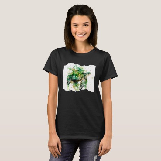 Turtle Watercolor Artwork Tシャツ (正面フル)