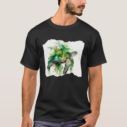 Turtle Watercolor Artwork Tシャツ (正面)