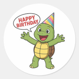 Turtle wishing you Happy Birthday  ラウンドシール