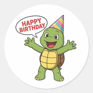 Turtle wishing you Happy Birthday  ラウンドシール