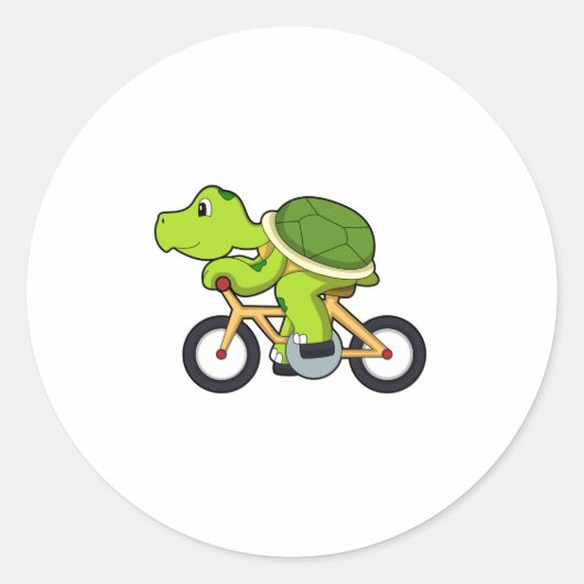 Turtle with Bicycle.PNG ラウンドシール (正面)