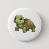 Turtle with Leaf Hat Pin | Animal Badge 缶バッジ (正面)