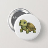 Turtle with Leaf Hat Pin | Animal Badge 缶バッジ (正面&裏面)