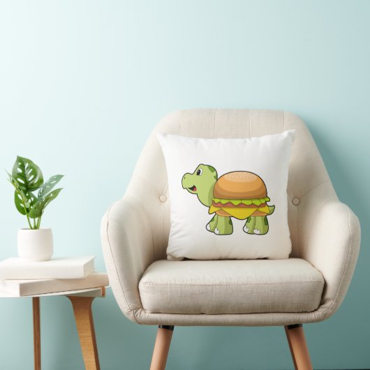 Turtle with Shell as Burger.PNG クッション (椅子)