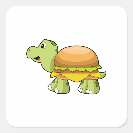 Turtle with Shell as Burger.PNG スクエアシール (正面)